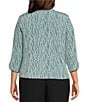 Alex Evenings Plus Size Glitter Jersey Knit Mandarin Collar 2-Piece Twinset, Color:Vintage Teal - Image 2