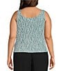 Alex Evenings Plus Size Glitter Jersey Knit Mandarin Collar 2-Piece Twinset, Color:Vintage Teal - Image 4