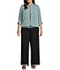 Alex Evenings Plus Size Glitter Jersey Knit Mandarin Collar 2-Piece Twinset, Color:Vintage Teal - Image 5