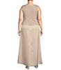 Color:Taupe - Image 4 - Plus Size Glitter Lace Scalloped Bodice Chiffon Skirted 2-Piece Jacket Dress