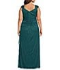 Alex Evenings Plus Size Glitter Mesh Cowl Neck Sleeveless Cascade Skirt Gown, Color:Pine - Image 2