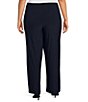 Color:Dark Navy - Image 2 - Plus Size Jersey Knit Pull-On Wide Leg Pants