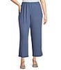 Alex Evenings Plus Size Metallic Knit Straight Leg Pants, Color:Wedgewood - Image 1