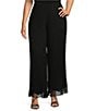 Alex Evenings Plus Size Pleated Chiffon Wide Leg Flowy Pants, Color:Black - Image 1