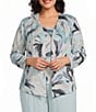 Alex Evenings Plus Size Printed Metallic Knit Twinset - Image 1