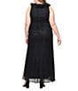 Alex Evenings Plus Size Ruffled V-Neck Ruched Sleeveless Mesh Mermaid Gown, Color:Black - Image 2