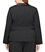 Alex Evenings Plus Size Satin Collar V-Neck Long Sleeve Crepe Tuxedo Blouse, Color:Black - Image 2