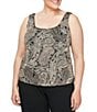 Alex Evenings Plus Size 3/4 Sleeve Glitter Printed 2-Piece Twin Set, Color:Black/Stone - Image 2