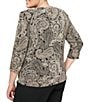 Alex Evenings Plus Size 3/4 Sleeve Glitter Printed 2-Piece Twin Set, Color:Black/Stone - Image 3