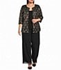 Alex Evenings Plus Size Sequin Detail 3/4 Sleeve Mock Twinset - Image 3