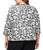 Alex Evenings Plus Size Sequin Scoop Neck Mock Twinset with Hook Neck Attached Jacket, Color:Black Ivory - Image 2