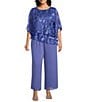 Alex Evenings Plus Size Silky Chiffon Pull-On Wide Leg Pants, Color:Cornflower - Image 3