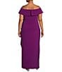 Alex Evenings Plus Size Sleeveless Off-The-Shoulder Fold Over Cuff Side Slit Gown, Color:Magenta - Image 2