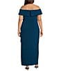 Alex Evenings Plus Size Sleeveless Off-The-Shoulder Fold Over Cuff Side Slit Gown, Color:Deep Teal - Image 2