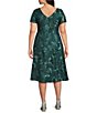 Alex Evenings Plus Size Soutache Lace Sequin Round Neck Cap Sleeve Tea Dress - Image 2