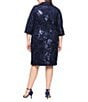 Alex Evenings Plus Size Stretch Scuba Crepe Sequin Collar 3/4 Sleeve Jacket Dress, Color:Navy - Image 2