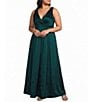 Alex Evenings Plus Size Stretch Taffeta Sleeveless V Neck Long Dress - Image 1