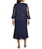 Alex Evenings Plus Size Stretch Tulle Chiffon Jacket Dress, Color:Navy - Image 2