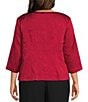 Alex Evenings Plus Size Textured Jacquard Knit Embellished Neck Twinset Jacket, Color:Red - Image 2