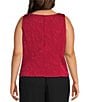 Alex Evenings Plus Size Textured Jacquard Knit Embellished Neck Twinset Jacket, Color:Red - Image 4