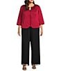 Alex Evenings Plus Size Textured Jacquard Knit Embellished Neck Twinset Jacket, Color:Red - Image 5