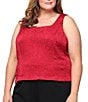 Alex Evenings Plus Size Textured Jacquard Knit Embellished Neck Twinset Jacket, Color:Red - Image 8