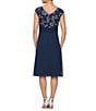 Alex Evenings Printed Stretch Tulle Scoop Neck Cap Sleeves Empire Bodice Cascade A-Line Dress - Image 2