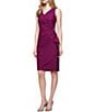 Color:Passion - Image 1 - Surplice V-Neck Sleeveless Ruched Brooch Sheath Dress