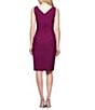 Color:Passion - Image 2 - Surplice V-Neck Sleeveless Ruched Brooch Sheath Dress