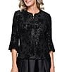 Alex Evenings Sequin Flocked Bell Sleeve Jacket - Image 1