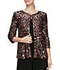 Alex Evenings Sequin Jacket Solid Jersey Cami Mock Twinset, Color:Black Multi - Image 1