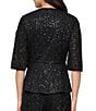 Alex Evenings Sequin Lace A-Line 3/4 Sleeve Blouse, Color:Black - Image 2