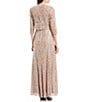 Color:Buff - Image 2 - Sequin Lace Scoop Neck 3/4 Sleeve A-Line 2-Piece Jacket Gown