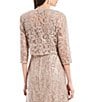 Color:Buff - Image 5 - Sequin Lace Scoop Neck 3/4 Sleeve A-Line 2-Piece Jacket Gown