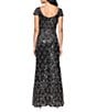 Alex Evenings Sequin Scoop Neck Cap Sleeve Gown, Color:Black/Copper - Image 2