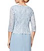 Color:Sky Blue - Image 4 - 3/4 Sleeve Sequined Lace Crew Neck Scalloped Bodice Chiffon Skirted Gown