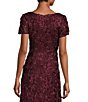 Color:Merlot - Image 4 - Sequined Floral Lace Ribbon Rosette Round Neck Short Sleeve Gown
