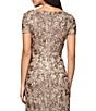 Color:Champagne - Image 4 - Sequin Floral Lace Ribbon Rosette Round Neck Short Sleeve Gown