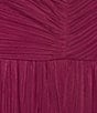 Color:Fuchsia - Image 3 - Shimmer Sleeveless Spaghetti Strap Sweetheart Neck Front Slit Pleated Gown