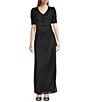 Alex Evenings Short Sleeve V-Neck Soutache Bodice Cascade Ruddle Dress - Image 5