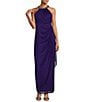 Color:Bright Purple - Image 1 - Sleeveless Beaded Halter Neck Cascading Ruffle Detail Mesh Dress