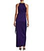 Color:Bright Purple - Image 2 - Sleeveless Beaded Halter Neck Cascading Ruffle Detail Mesh Dress