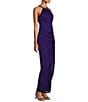 Color:Bright Purple - Image 3 - Sleeveless Beaded Halter Neck Cascading Ruffle Detail Mesh Dress