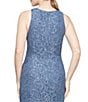 Color:Wedgewood - Image 4 - Crew Neck Sleeveless Cascade Ruffle Thigh High Slit Sequin Lace Stretch Gown