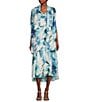 Color:Seafoam - Image 1 - Sleeveless Cowl Neck Floral Chiffon Sheath Dress Set