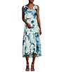 Color:Seafoam - Image 3 - Sleeveless Cowl Neck Floral Chiffon Sheath Dress Set