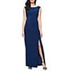 Alex Evenings Cap Sleeve Embellished Crew Neck Front Slit Gown - Image 1