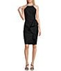 Color:Black - Image 1 - Sleeveless Embellished Halter Neck Cascade Ruffle Sheath Dress