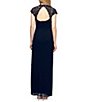 Color:Navy - Image 2 - Sleeveless Illusion Scoop Neck Open Back Lace Long Dress