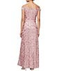 Color:Rose - Image 2 - Sleeveless Off-the-Shoulder Rosette Lace Gown